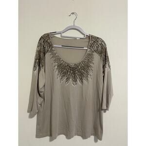 Chicos Women’s Size XL (3) Three Quarter Sleeve Beaded & Sequined Top